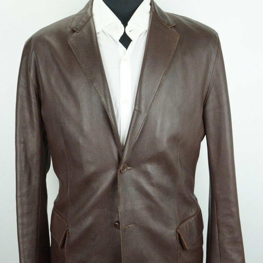 Bottega Veneta Brown Supple Leather Silk jacket
